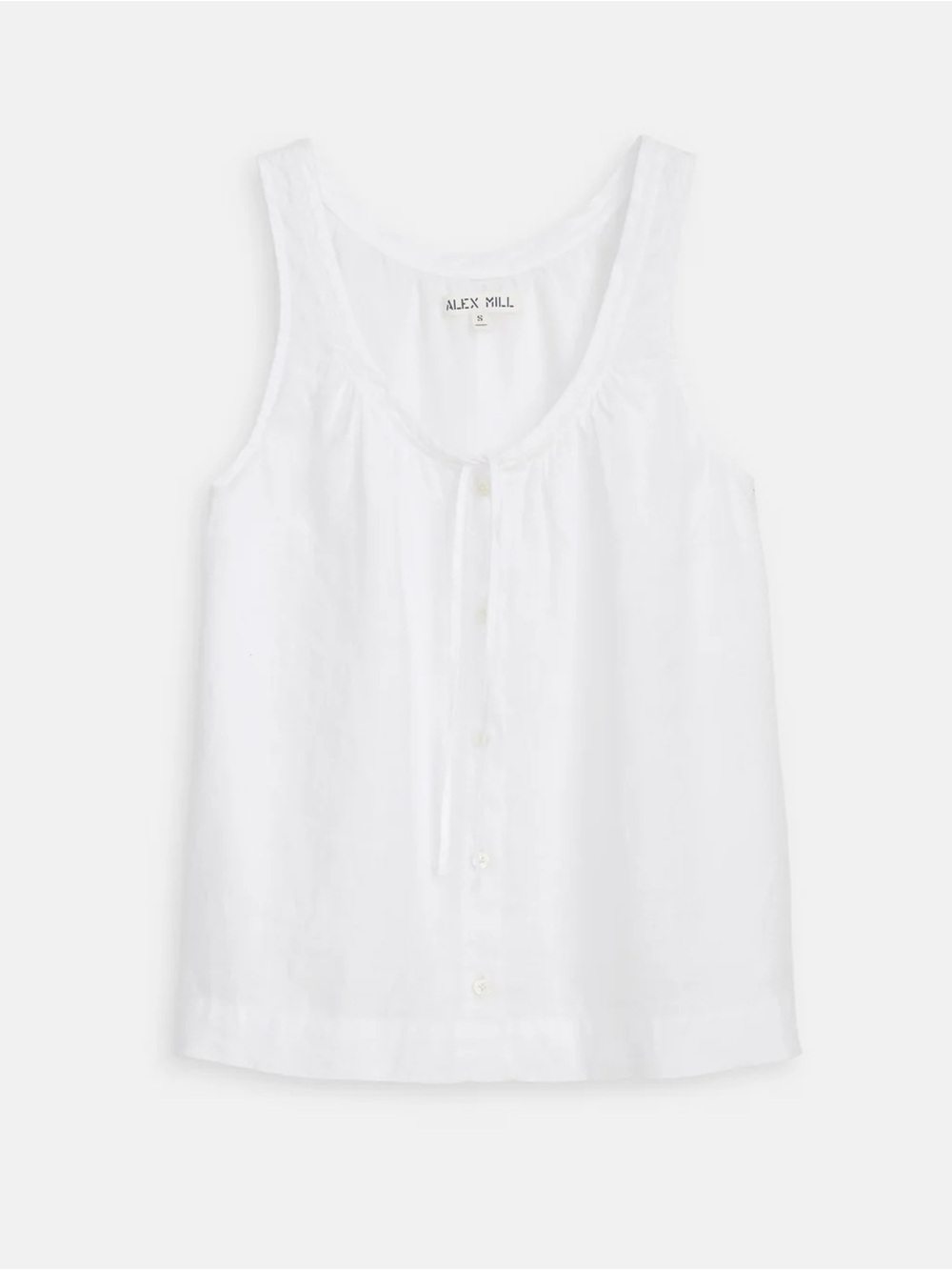 New! ALEX MILL • Sydney Linen Top in White - Picture 3 of 13